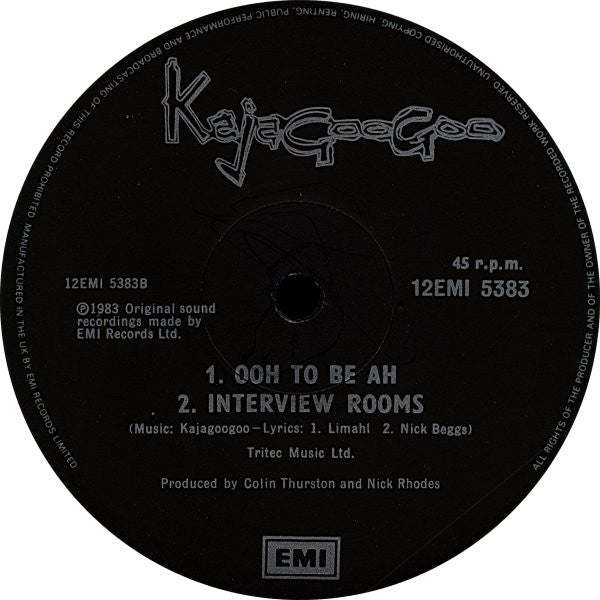 Kajagoogoo – Ooh To Be Ah (The Construction Mix) 12" vinyl record, image 4 of 4