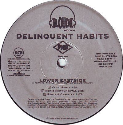 Delinquent Habits – Lower Eastside (Clicc Remix) 12" vinyl record, image 2 of 2