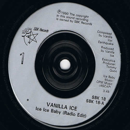 Vanilla Ice – Ice Ice Baby 7" vinyl record, image 3 of 4