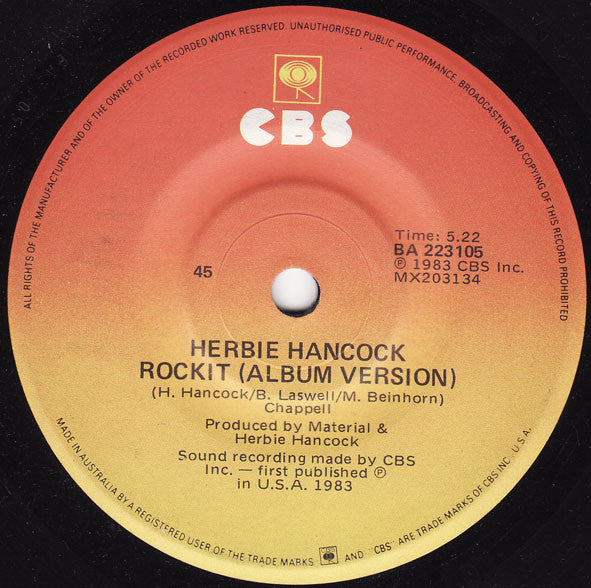 Herbie Hancock – Rockit 7" vinyl record, image 2 of 2