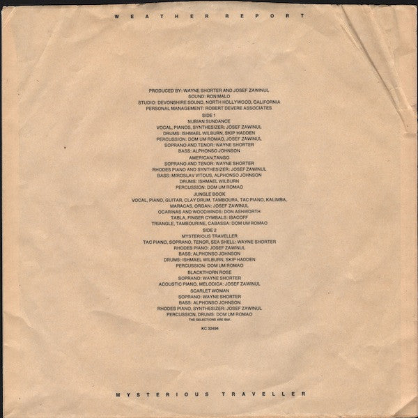 Weather Report – Mysterious Traveller LP vinyl record, image 5 of 5