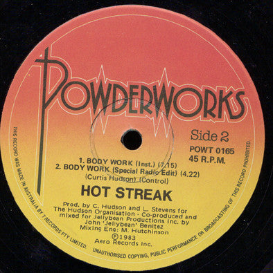 Hot Streak – Body Work 12" vinyl record, image 2 of 2