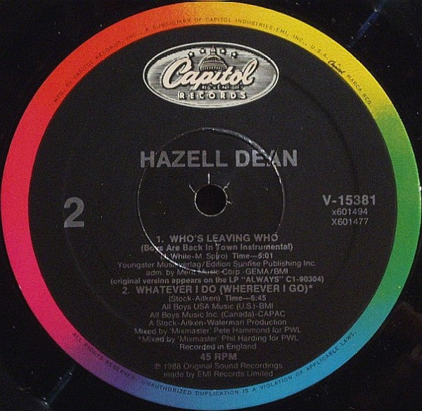 Hazell Dean – Who's Leaving Who 12" vinyl record, image 2 of 3