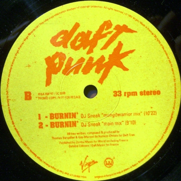 Daft Punk – Burnin' 12" vinyl record, image 2 of 4
