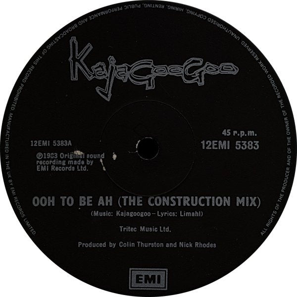 Kajagoogoo – Ooh To Be Ah (The Construction Mix) 12" vinyl record, image 3 of 4