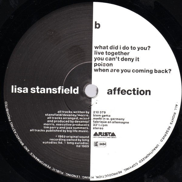 Lisa Stansfield – Affection LP vinyl record, image 4 of 6