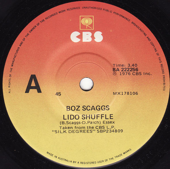 Boz Scaggs – Lido Shuffle / What Can I Say 7" vinyl record, image 3 of 4