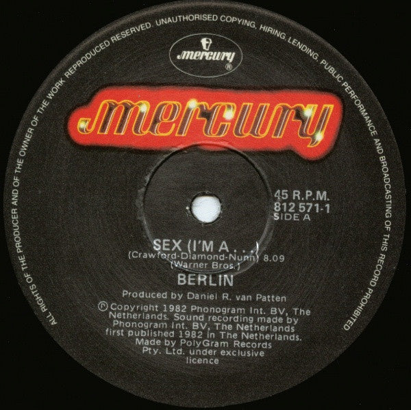 Berlin – Sex (I'm A...) 12" vinyl record, image 3 of 4