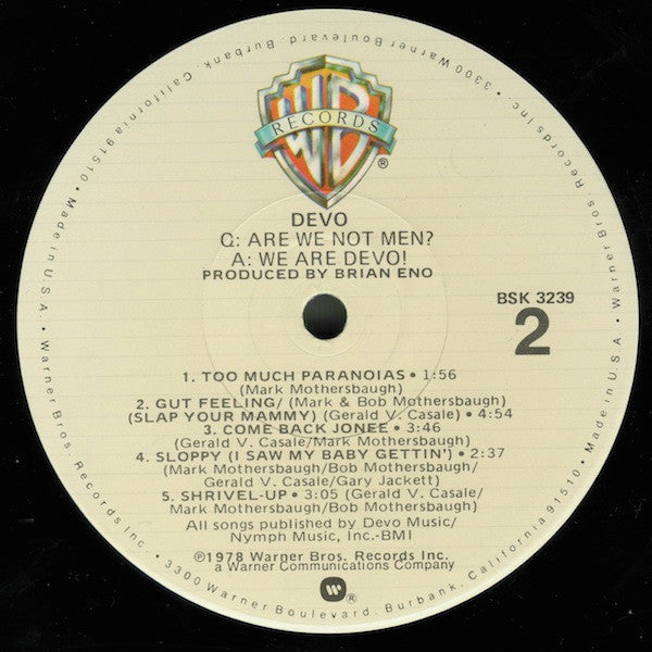 Devo – Q: Are We Not Men? A: We Are Devo! LP vinyl record, image 4 of 7