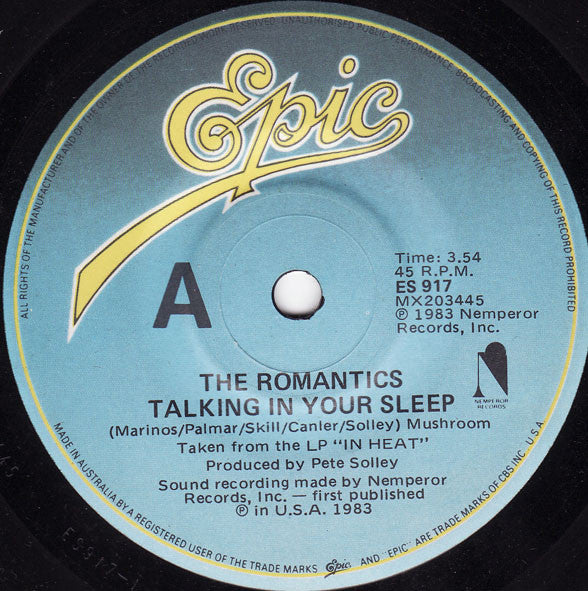 The Romantics – Talking In Your Sleep 7" vinyl record
