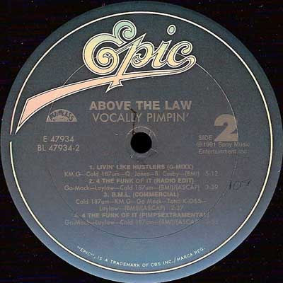 Above The Law – Vocally Pimpin' 12" vinyl record, image 4 of 4