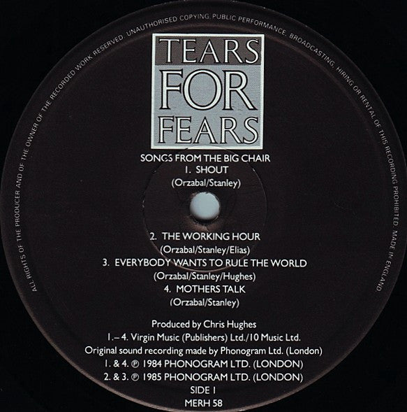 Tears For Fears – Songs From The Big Chair LP vinyl record, image 3 of 9