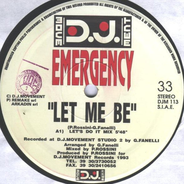 Emergency – Let Me Be 12" vinyl record