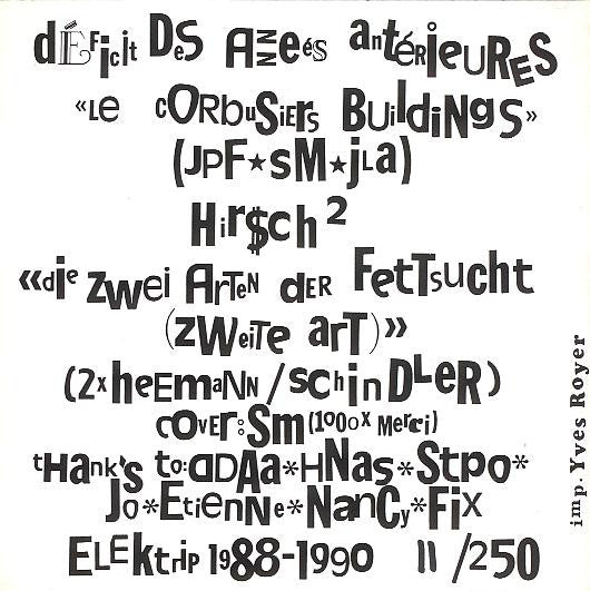 DDAA, Hirsch Quadrat – Le Corbusier's Buildings / Die Zwei Arten Der Fettsucht (Zweite Art) 7" vinyl record, image 2 of 3