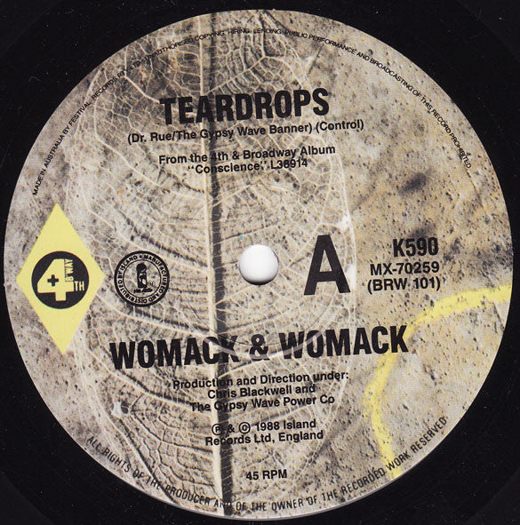 Womack & Womack – Teardrops 7" vinyl record, image 1 of 2