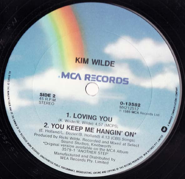 Kim Wilde – You Keep Me Hangin' On (Extended Mix) 12" vinyl record, image 4 of 4
