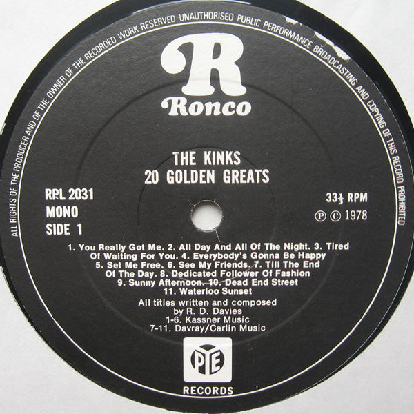 The Kinks – 20 Golden Greats LP vinyl record, image 3 of 4