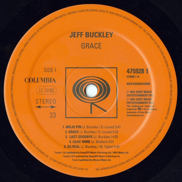 Jeff Buckley – Grace LP vinyl record, image 3 of 6