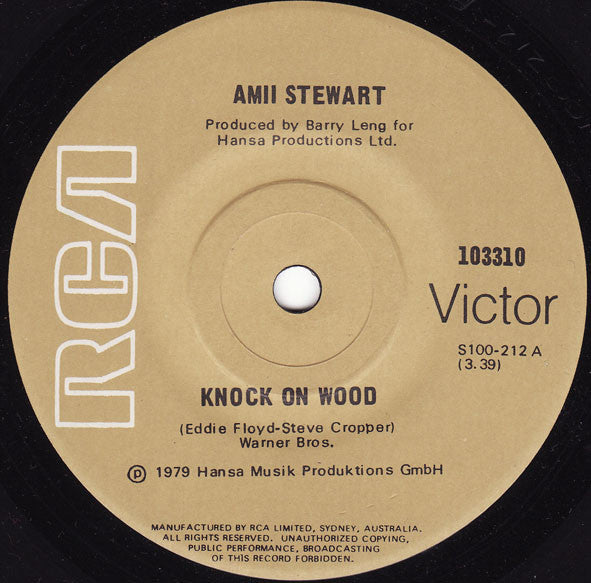 Amii Stewart – Knock On Wood 7" vinyl record, image 1 of 2