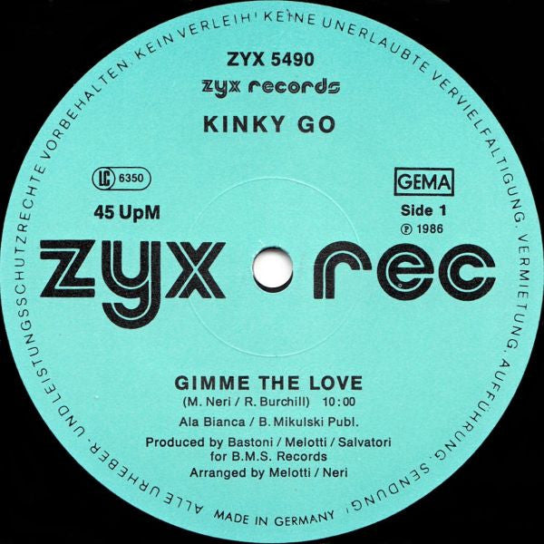 Kinky Go – Gimme The Love 12" vinyl record, image 3 of 3