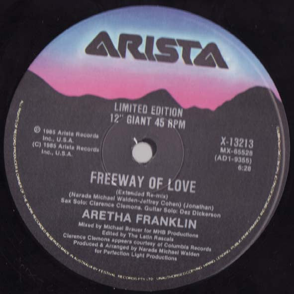 Aretha Franklin – Freeway Of Love 12" vinyl record, image 4 of 4