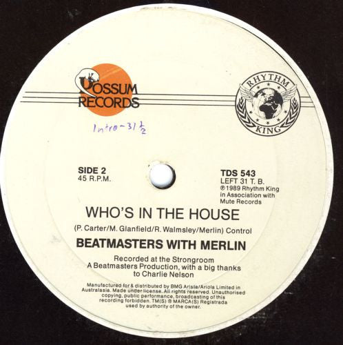 The Beatmasters, Merlin – Who's In The House 12" vinyl record, image 2 of 2