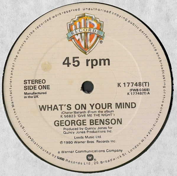 George Benson – What's On Your Mind 12" vinyl record, image 1 of 2