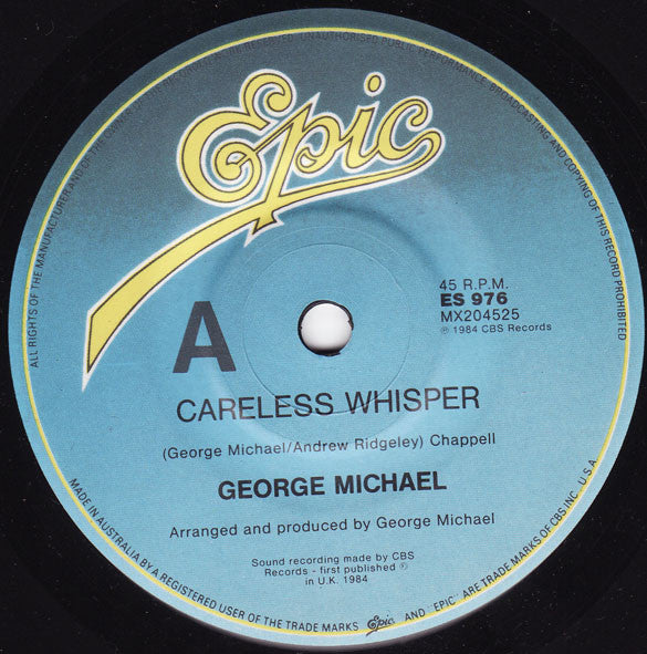 George Michael – Careless Whisper 7" vinyl record, image 3 of 8