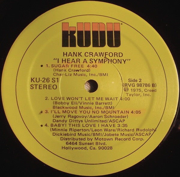 Hank Crawford – I Hear A Symphony LP vinyl record, image 3 of 4