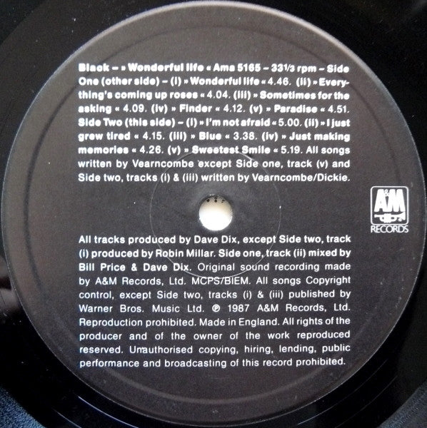 Black – Wonderful Life LP vinyl record, image 7 of 7