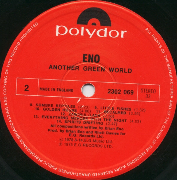Brian Eno – Another Green World LP vinyl record, image 4 of 4