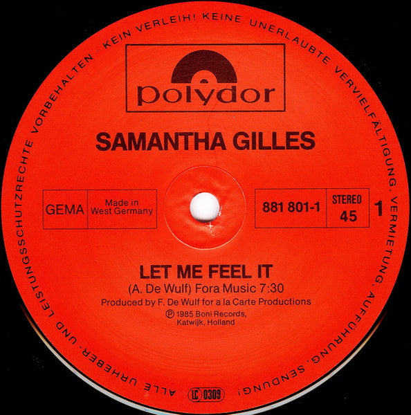 Samantha Gilles – Let Me Feel It 12" vinyl record, image 3 of 4