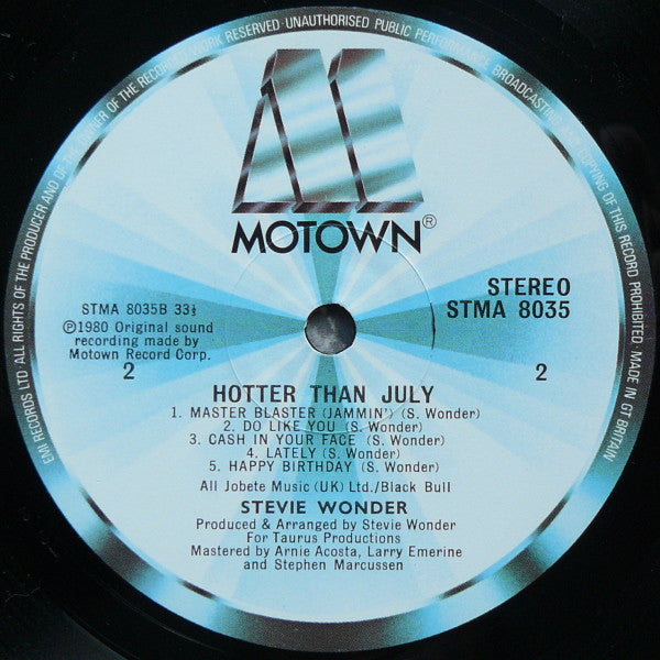 Stevie Wonder – Hotter Than July LP vinyl record, image 8 of 8