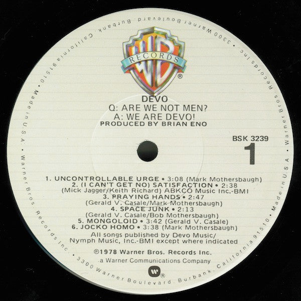 Devo – Q: Are We Not Men? A: We Are Devo! LP vinyl record, image 3 of 7