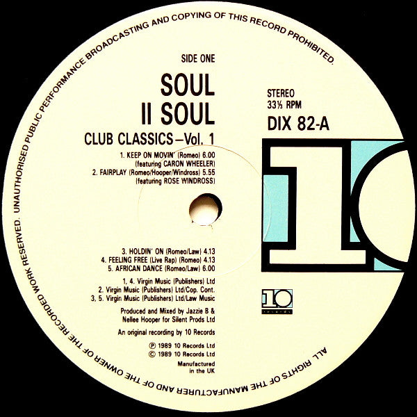 Soul II Soul – Club Classics Vol. One LP vinyl record, image 5 of 7