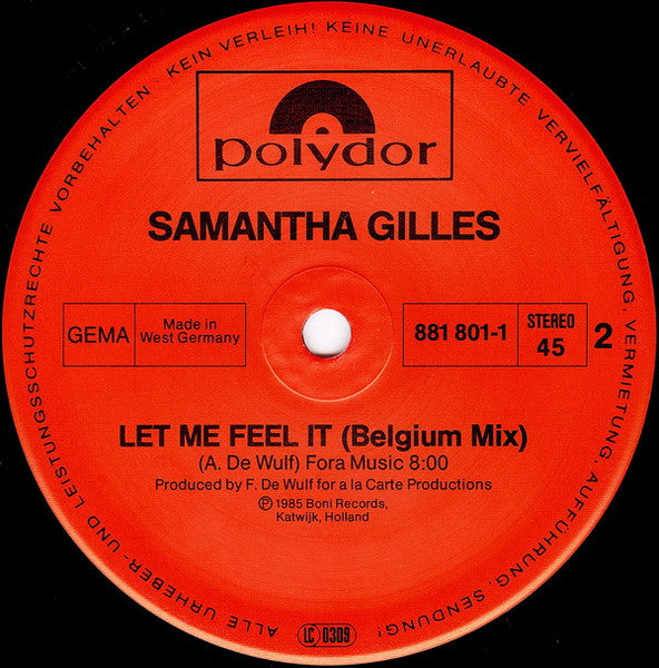 Samantha Gilles – Let Me Feel It 12" vinyl record, image 4 of 4