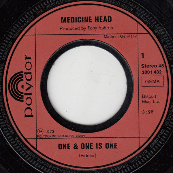 Medicine Head – One & One Is One 7" vinyl record, image 3 of 4