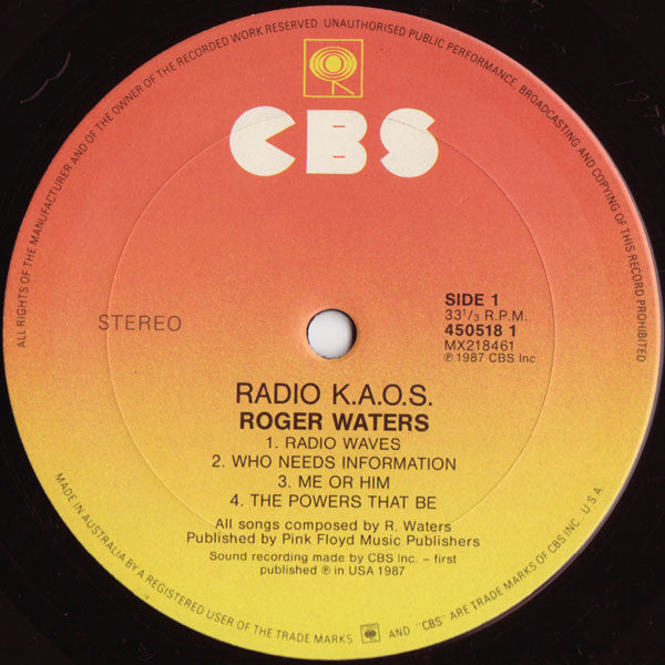 Roger Waters – Radio K.A.O.S. LP vinyl record, image 3 of 6