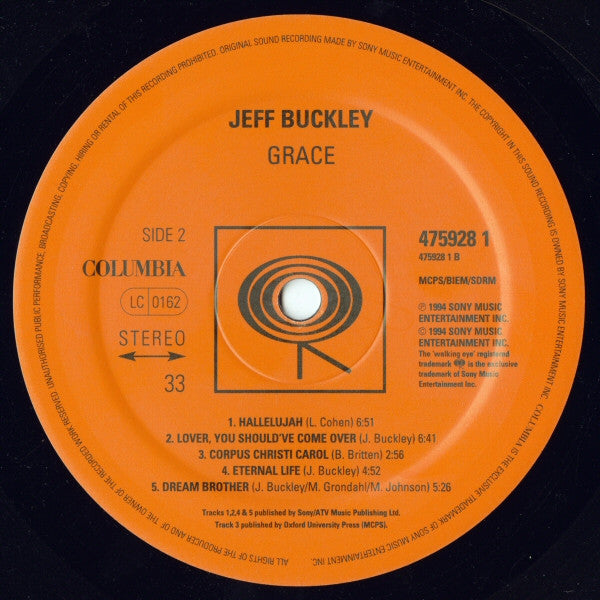 Jeff Buckley – Grace LP vinyl record, image 4 of 6