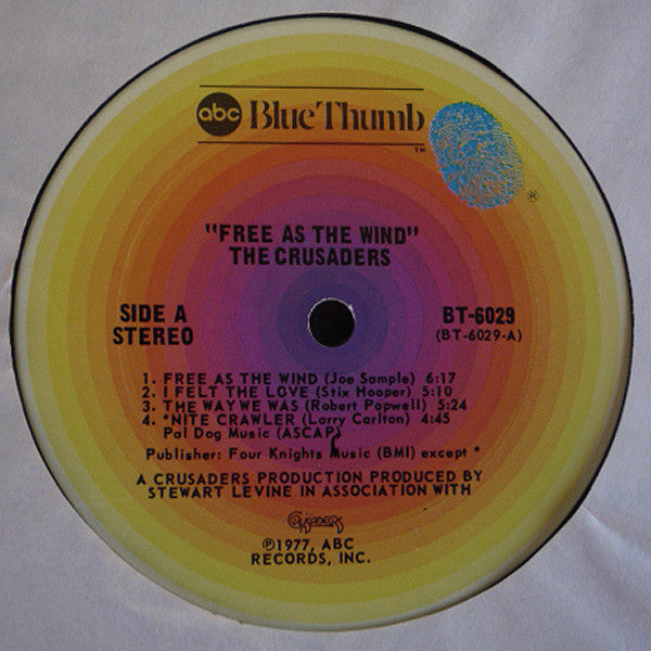 The Crusaders – Free As The Wind LP vinyl record, image 3 of 3