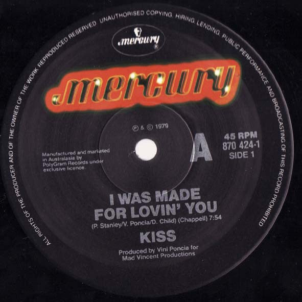 Kiss – I Was Made For Lovin' You 12" vinyl record, image 2 of 3