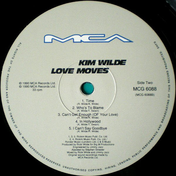 Kim Wilde – Love Moves LP vinyl record, image 6 of 6