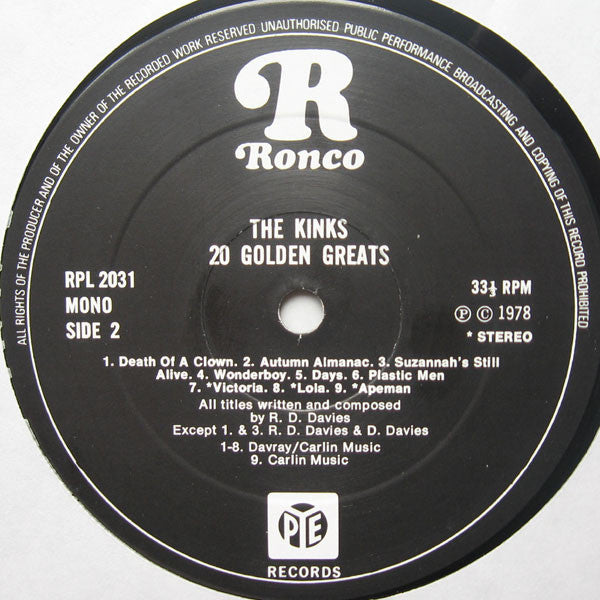 The Kinks – 20 Golden Greats LP vinyl record, image 4 of 4