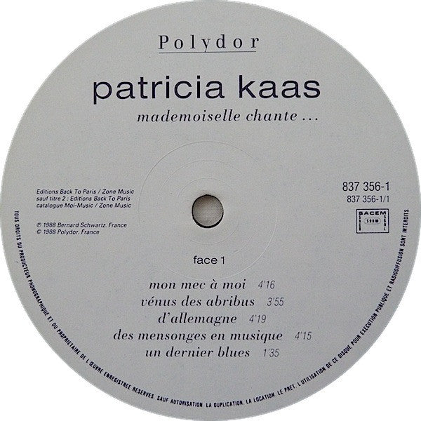 Patricia Kaas – Mademoiselle Chante... LP vinyl record, image 7 of 8