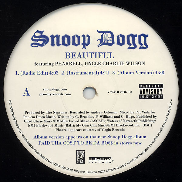 Snoop Dogg – Beautiful / Ballin' 12" vinyl record, image 2 of 4