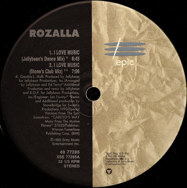 Rozalla – I Love Music 12" vinyl record, image 2 of 3