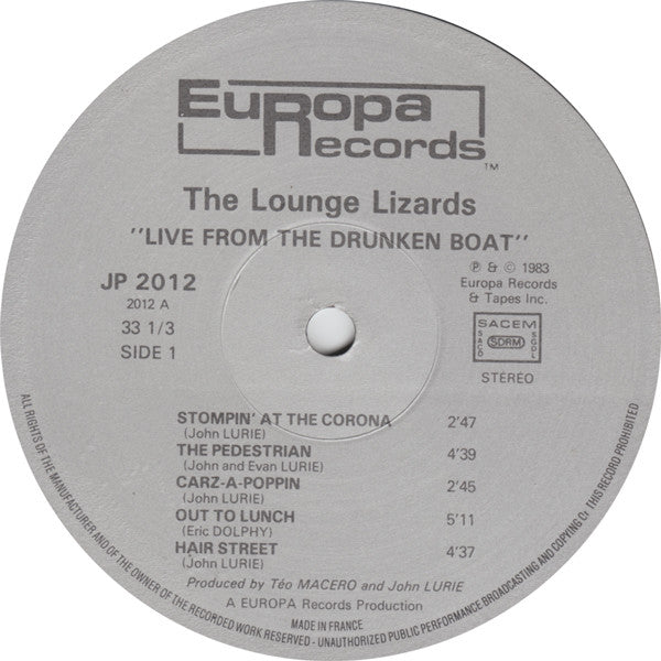 Lounge Lizards – Live From The Drunken Boat LP vinyl record, image 3 of 4