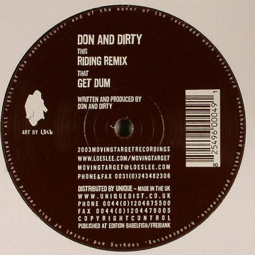 Don And Dirty – Riding (Remix) / Get Dum 12" vinyl record, image 1 of 2