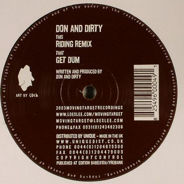 Don And Dirty – Riding (Remix) / Get Dum 12" vinyl record, image 1 of 2