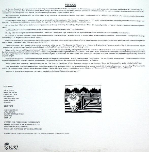 The Residents – Residue Of The Residents LP vinyl record, image 2 of 6